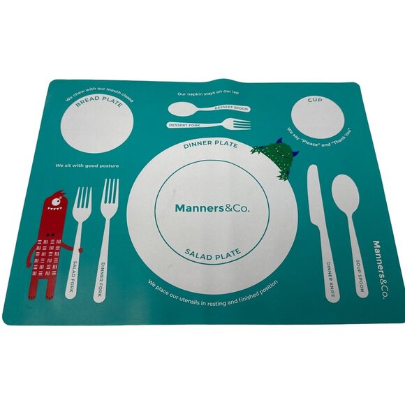 Manners & Co. Set Of 2 Childrens Silicone Table Mats 16x12 - Picture 1 of 8